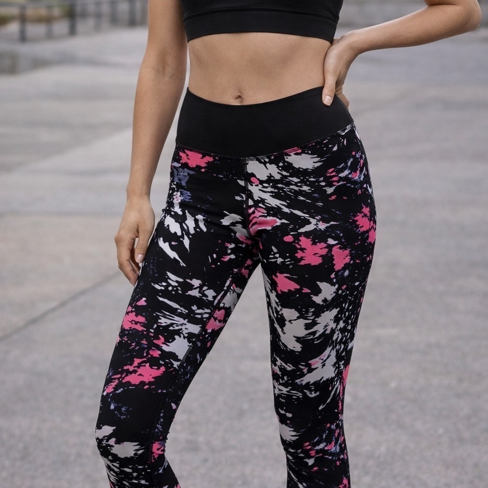 Calvin Klein Performance Abstract Print Leggings Size M Black Pink